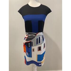 MARC FEIER Satin Feel abstract Print Dress Size S